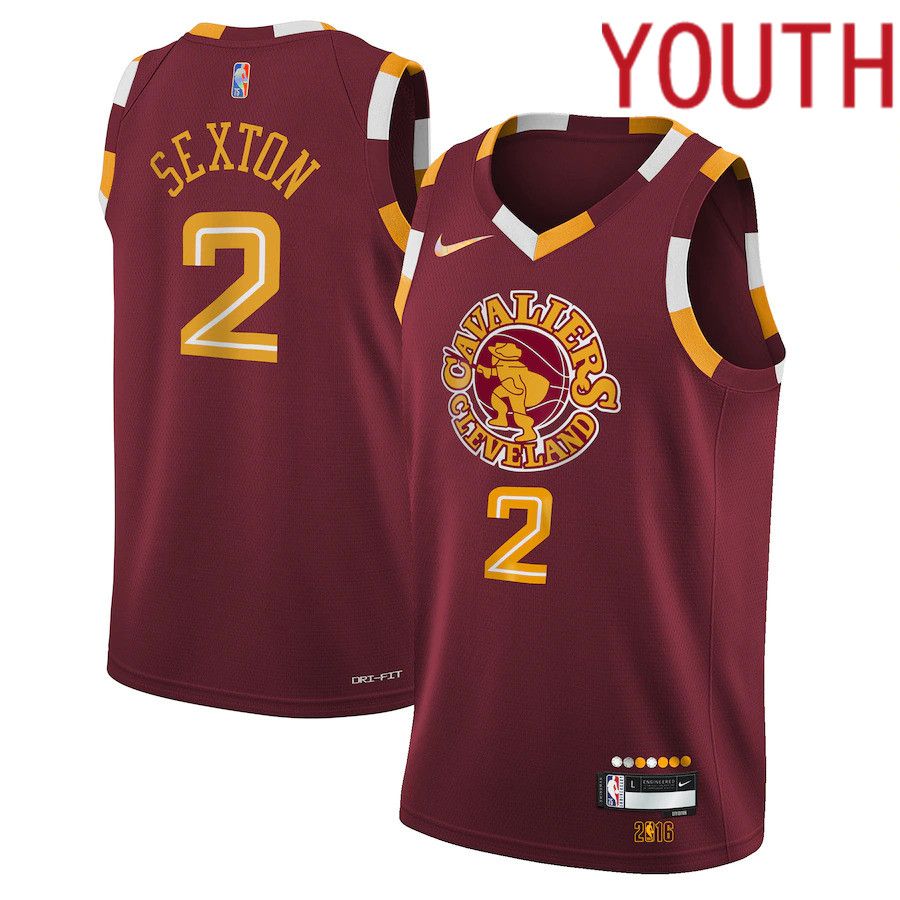 Youth Cleveland Cavaliers 2 Collin Sexton Nike Wine City Edition Swingman NBA Jersey